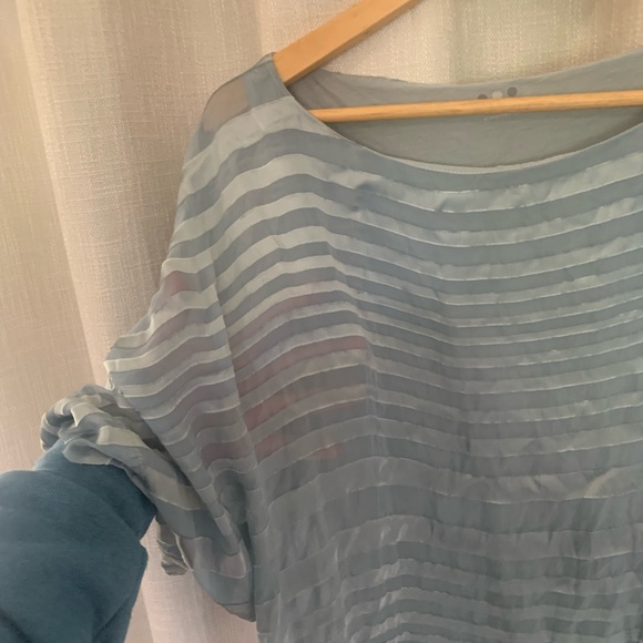 Three Dots dusky blue gray silk blend blouse - Picture 4 of 7